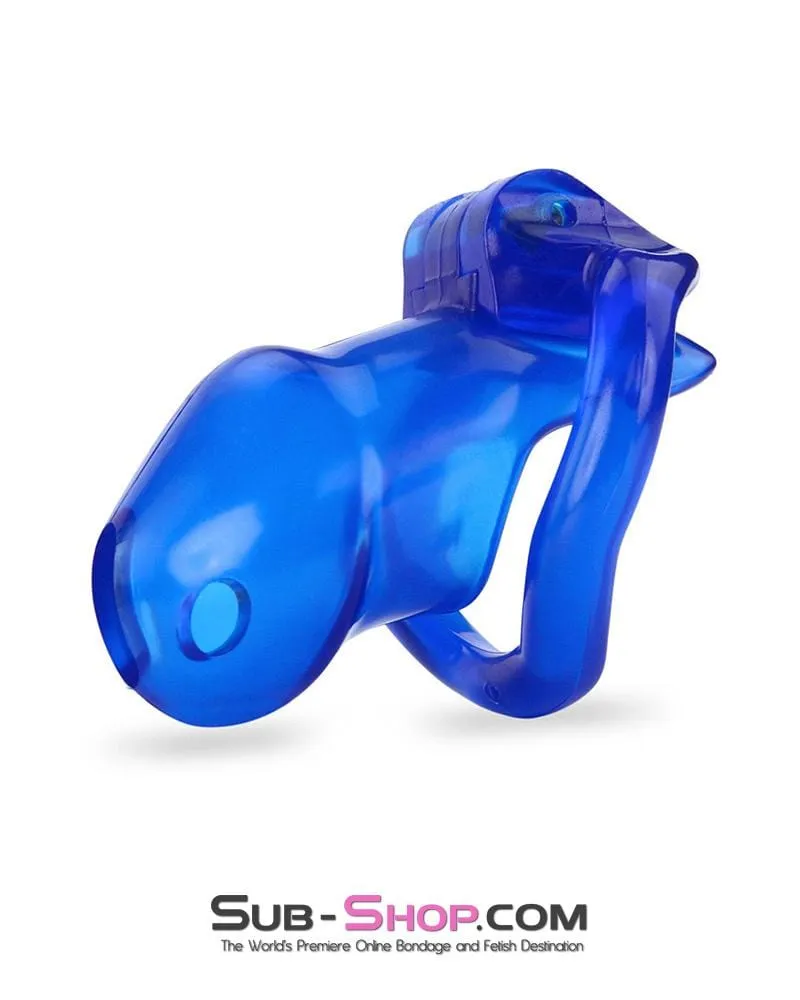 3510AE-SIS      Blue Blazes Chastity Sissy Cocktease High Security Locking Cock Cage Sensation Device