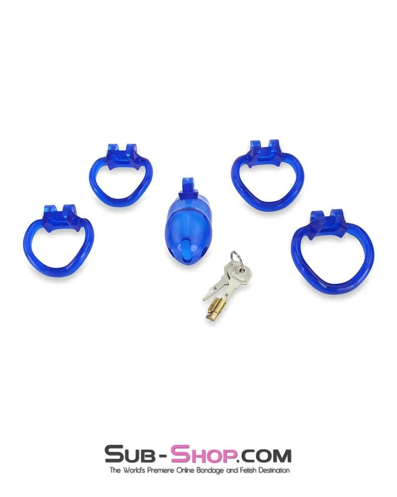3510AE-SIS      Blue Blazes Chastity Sissy Cocktease High Security Locking Cock Cage Sensation Device