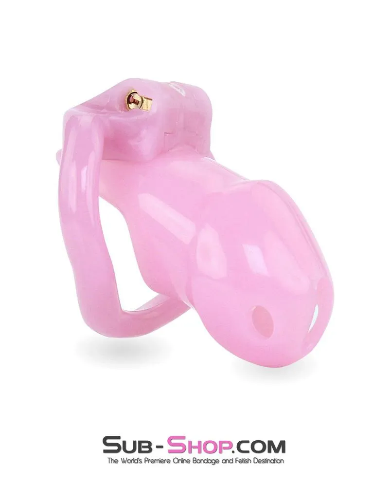 3744AE      Little Sissy Bitch Short High Security Keyed Tumbler Locking Male Chastity with 4 Base Cock Ring Sizes - MEGA Deal