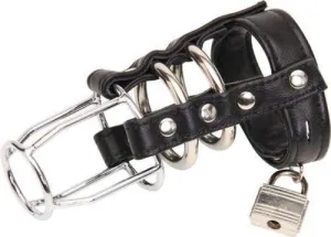 3787HS    Intense Submission Locking Steel Ring Cage Cock Chastity