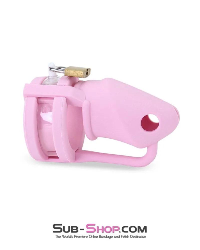 3795HS      Pink Silicone Sissy Cock Trap Cock Cage Chastity