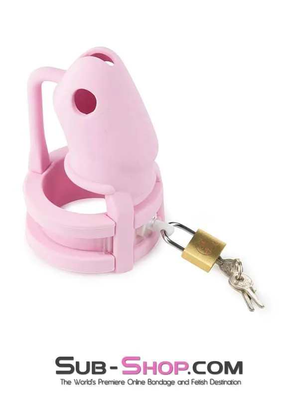 3795HS      Pink Silicone Sissy Cock Trap Cock Cage Chastity