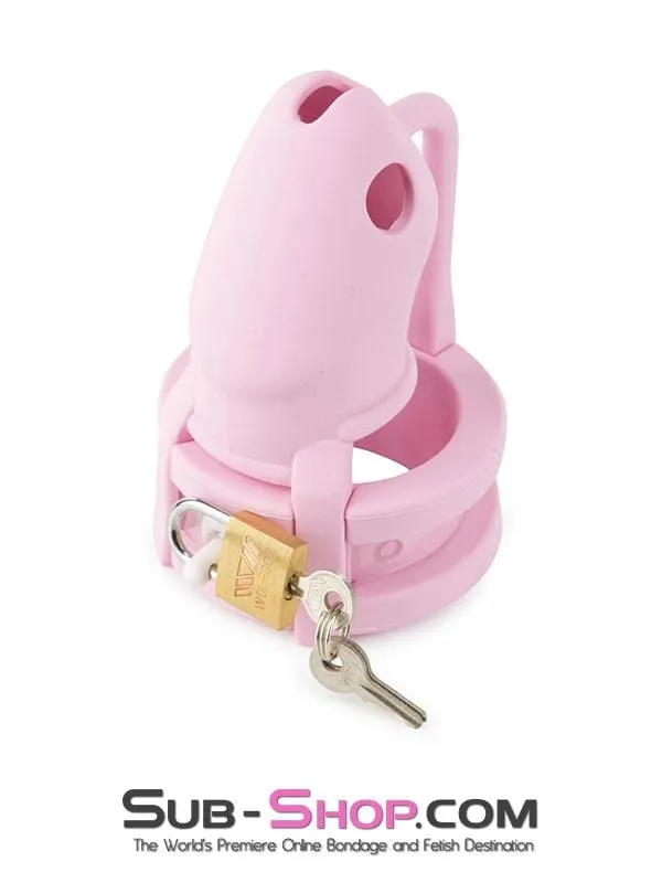 3795HS      Pink Silicone Sissy Cock Trap Cock Cage Chastity