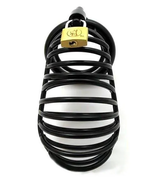 4738HS    Big Boy Black Anodized Steel Chastity Cock Cage