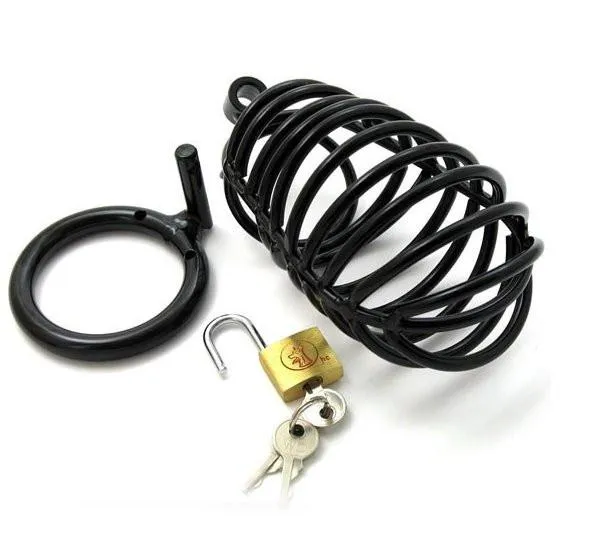 4738HS    Big Boy Black Anodized Steel Chastity Cock Cage