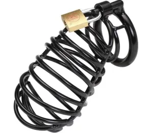 4738HS    Big Boy Black Anodized Steel Chastity Cock Cage