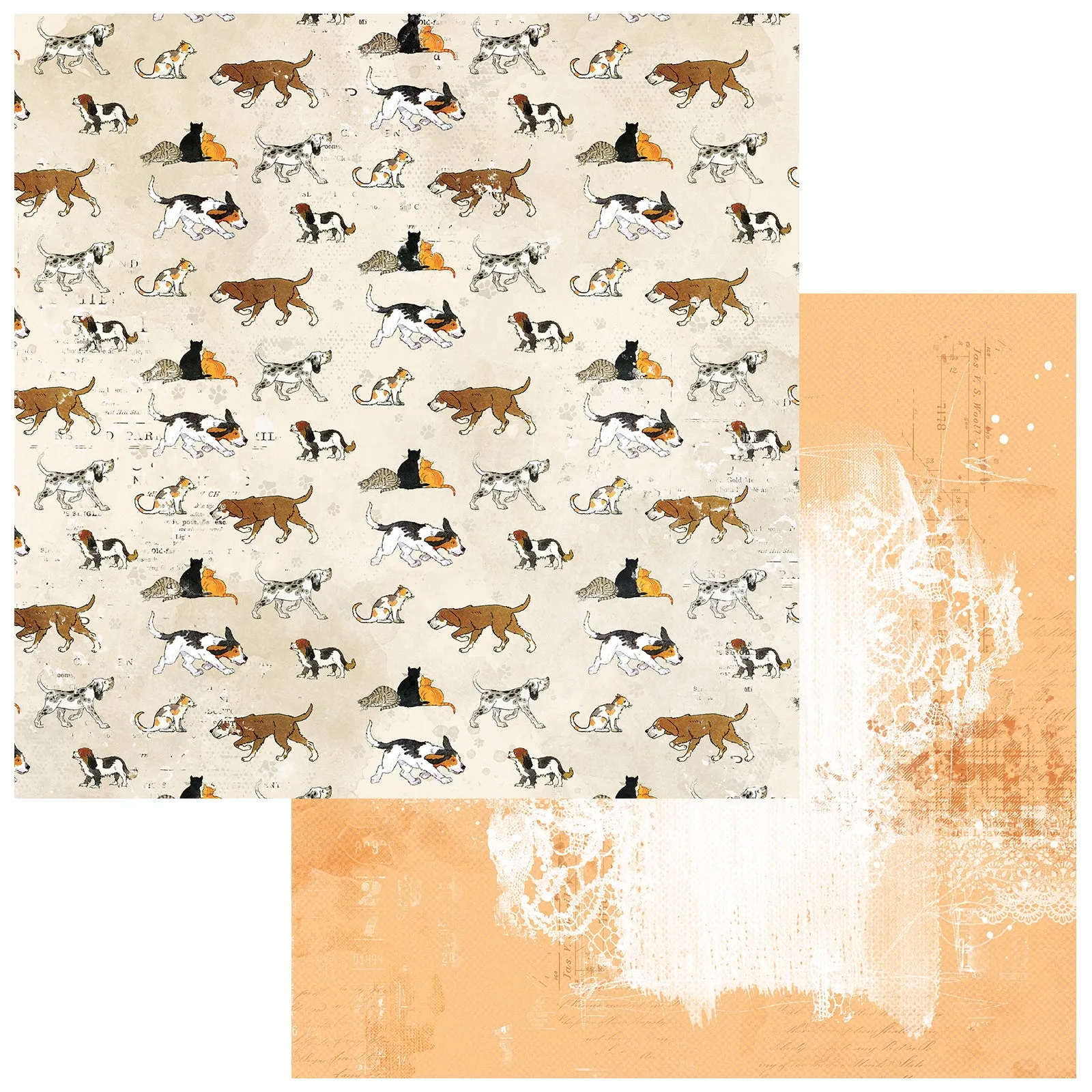 49 & Market - Toddler Time - 12x12 Single Sheets - Cats and Dogs