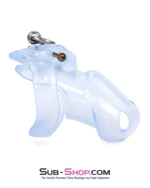 5721M      Long Clear Locking Cock Cage Chastity with Lead Ring with Large Cock Cuff