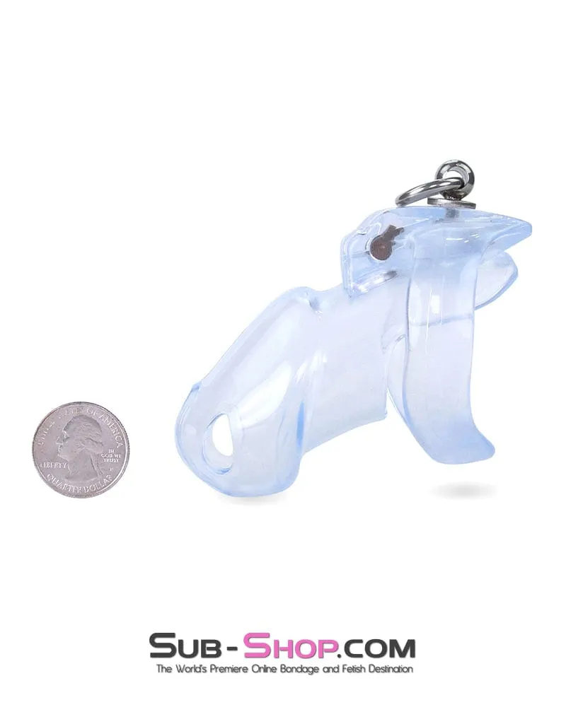 5721M      Long Clear Locking Cock Cage Chastity with Lead Ring with Large Cock Cuff