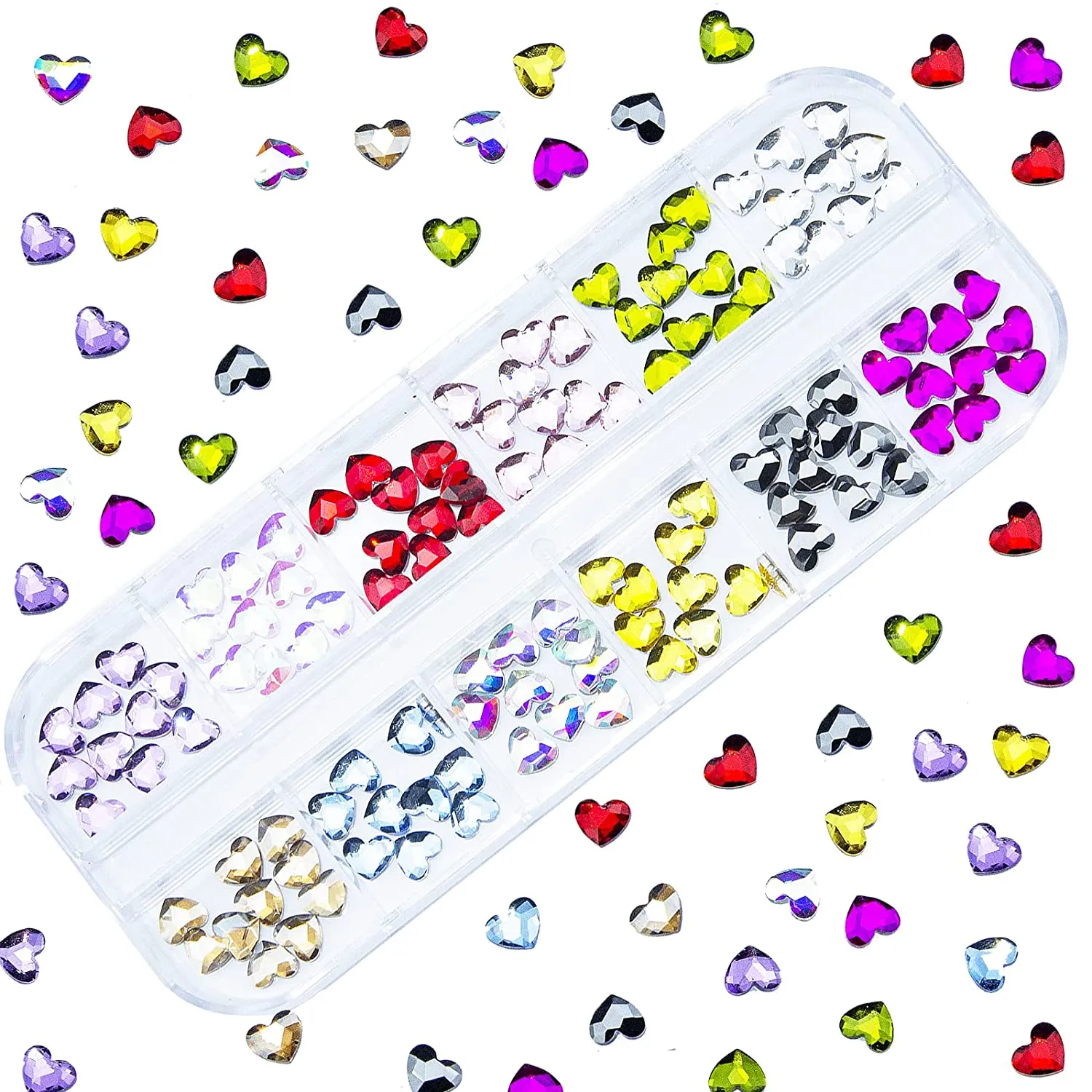 660Pcs Champagne Gold Crystal Rhinestones Nail Art Flat Back Round Multi Sized Shapes Stones Gem Rhinestone Beads for Nail Art DIY Jewelry Crafts Accessories