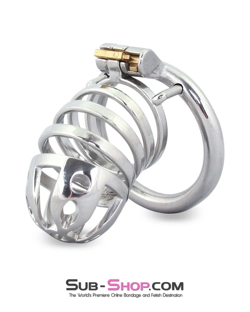 6764M      The Slammer Stainless Steel Locking Chastity Cock Cage
