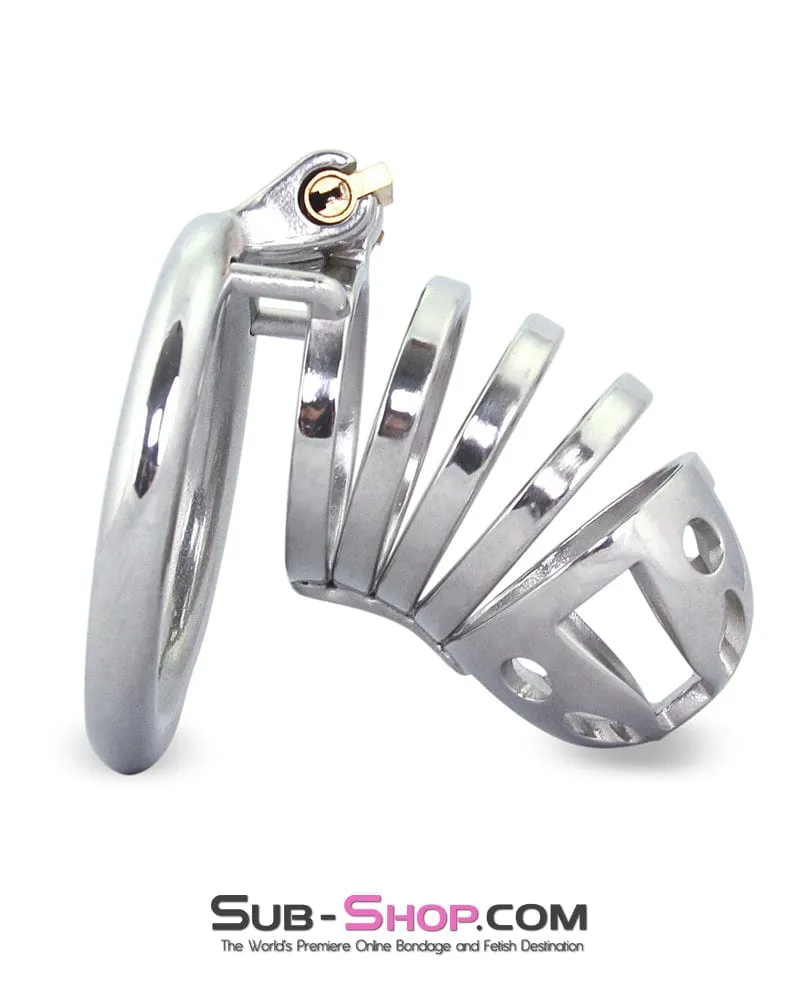6764M      The Slammer Stainless Steel Locking Chastity Cock Cage