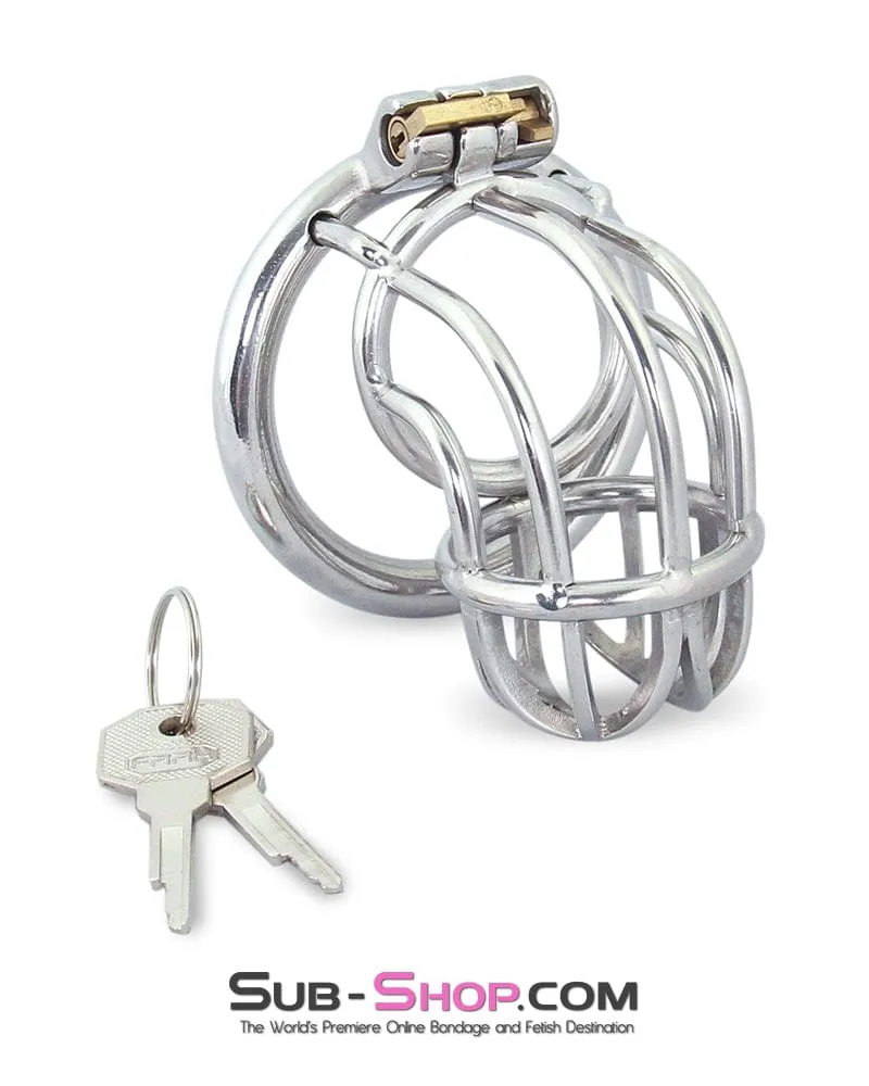6810M      Bow Down Bent Steel Cock Cage Chastity Device