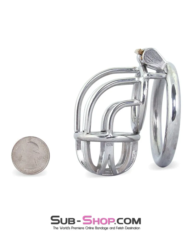 6810M      Bow Down Bent Steel Cock Cage Chastity Device