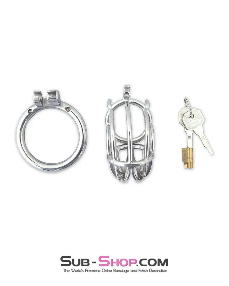 6810M      Bow Down Bent Steel Cock Cage Chastity Device