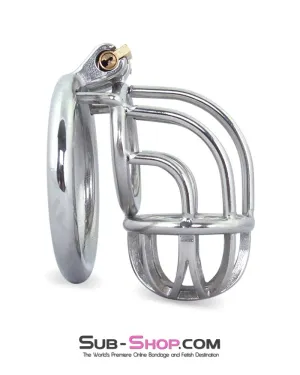 6810M      Bow Down Bent Steel Cock Cage Chastity Device