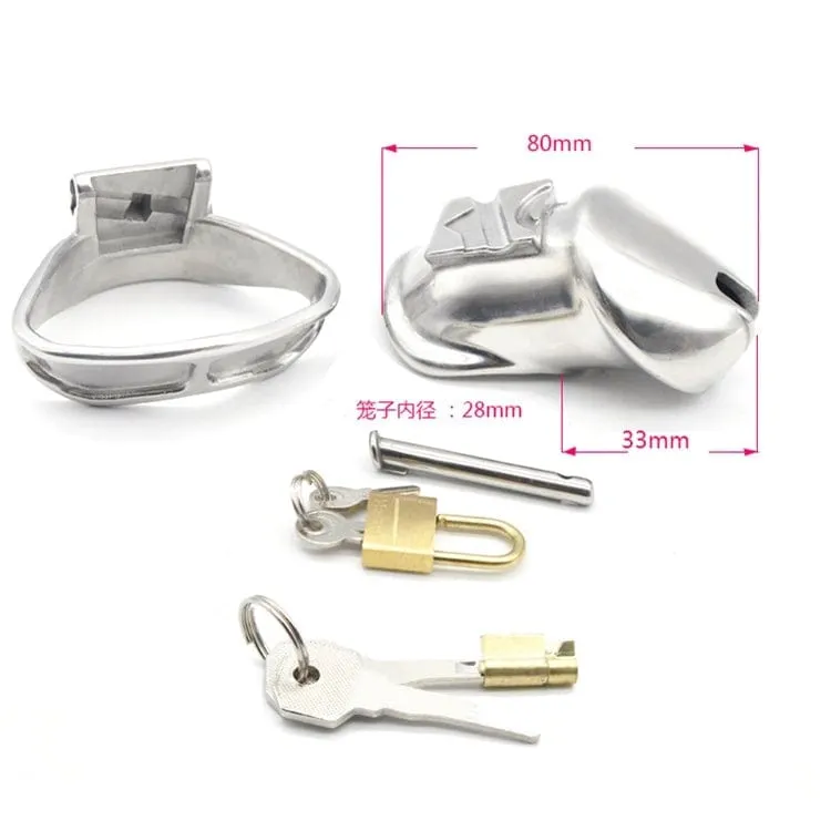 7227M      Short Dick Steele High Security Chastity Cock Cage with Medium Cock Cuff