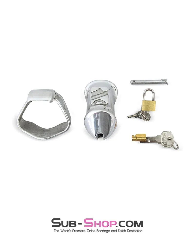 7227M      Short Dick Steele High Security Chastity Cock Cage with Medium Cock Cuff