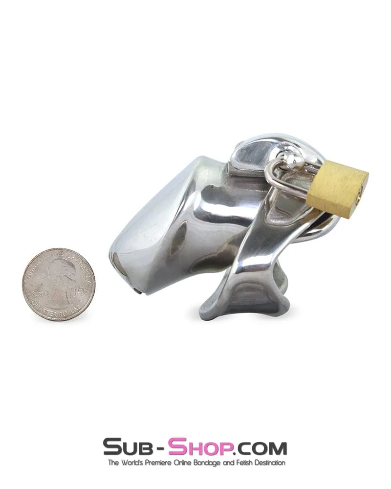 7227M      Short Dick Steele High Security Chastity Cock Cage with Medium Cock Cuff