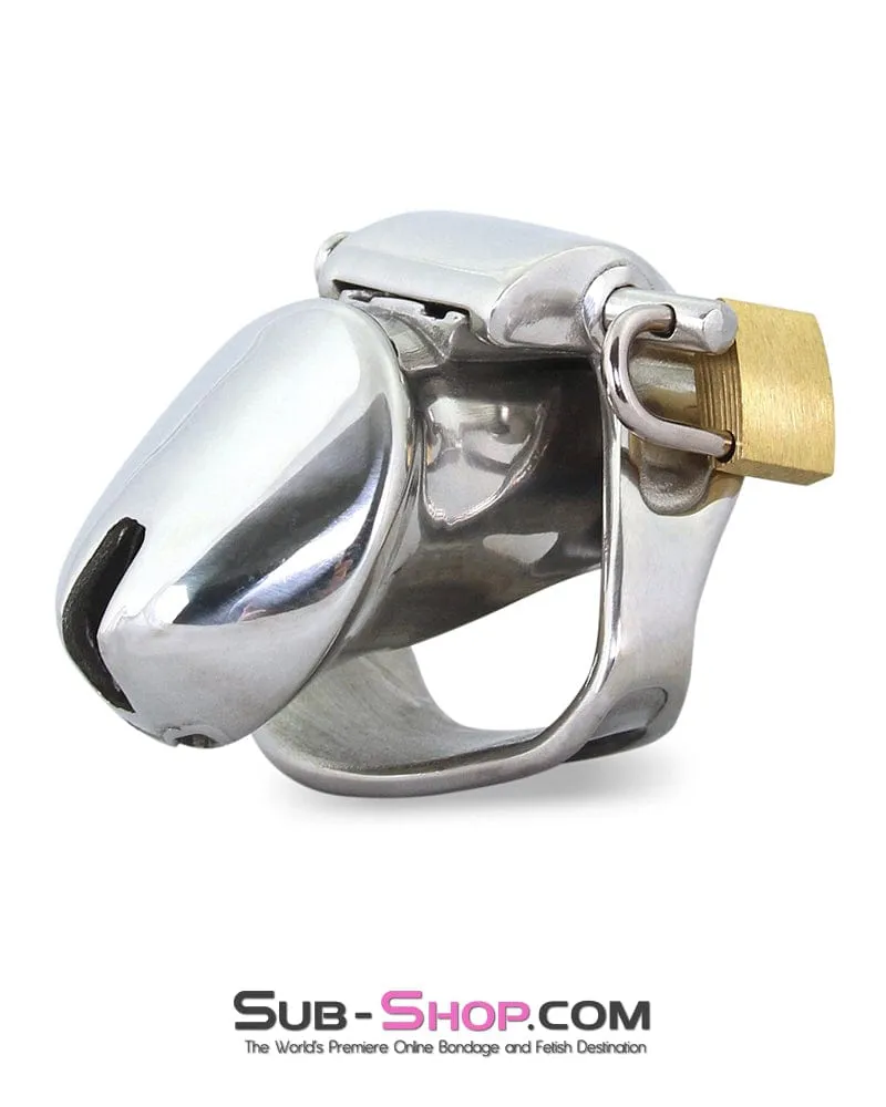 7227M      Short Dick Steele High Security Chastity Cock Cage with Medium Cock Cuff