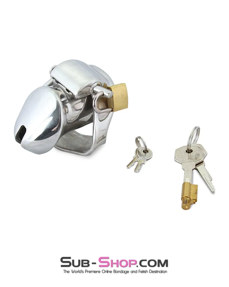 7227M      Short Dick Steele High Security Chastity Cock Cage with Medium Cock Cuff