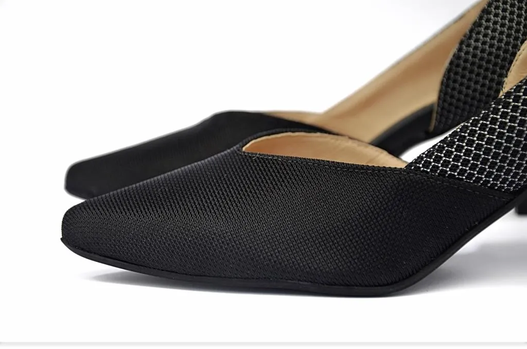 #9 BLACK & BLACK MESH HEELS