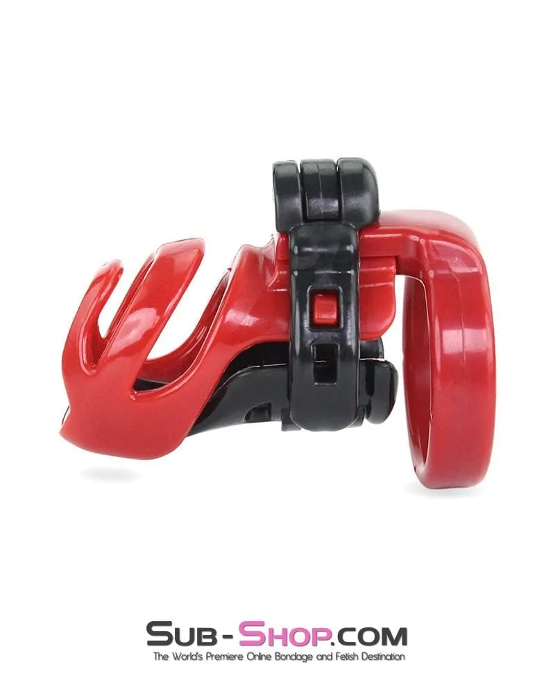 9059AE      Long Knight High Security Hinged Locking Male Chastity Device