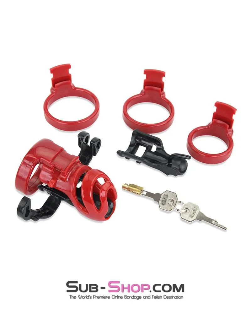 9059AE      Long Knight High Security Hinged Locking Male Chastity Device