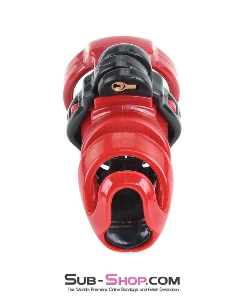 9059AE      Long Knight High Security Hinged Locking Male Chastity Device