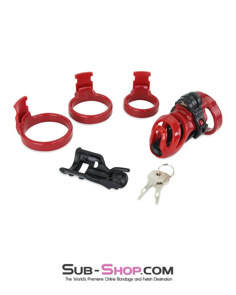 9059AE      Long Knight High Security Hinged Locking Male Chastity Device