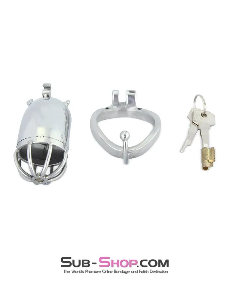 9935RS      High Security Tease and Torment Steel Male Chastity Tube with Ball Separation Rod