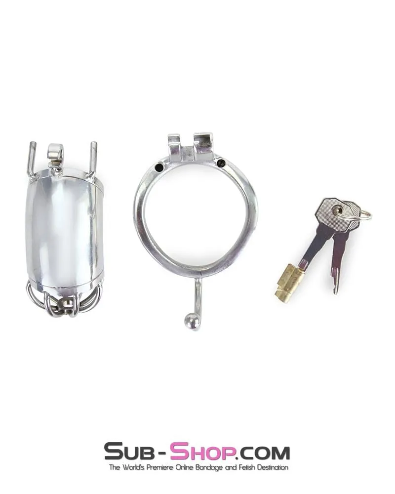 9935RS      High Security Tease and Torment Steel Male Chastity Tube with Ball Separation Rod