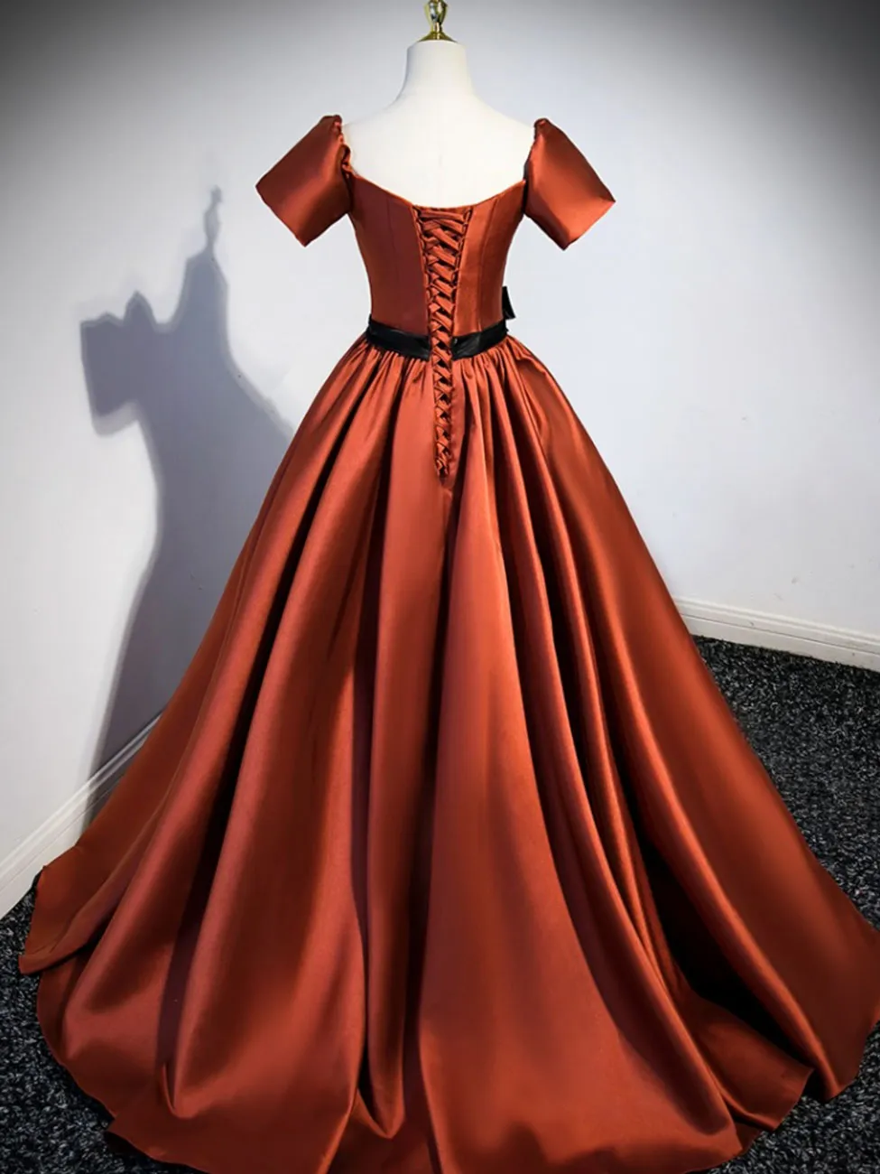 A-Line Orange Satin Long Prom Dresses, Orange Formal Graduation Dress