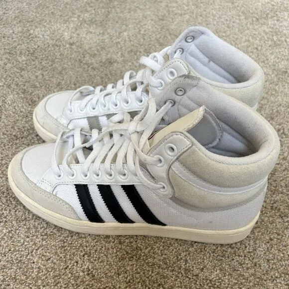 Adidas - Unisex Americana Hi Retro Shoes -‎ Men's 5 / Women's 6.5 - White &amp; Navy