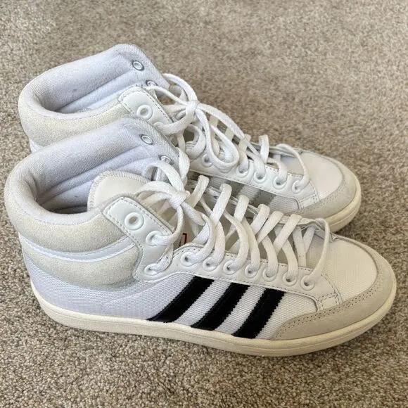 Adidas - Unisex Americana Hi Retro Shoes -‎ Men's 5 / Women's 6.5 - White &amp; Navy