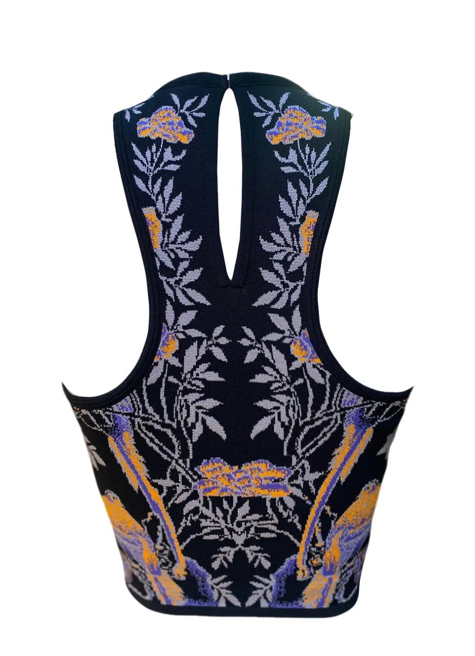 Alessia  Bird Jacquard Top in Black