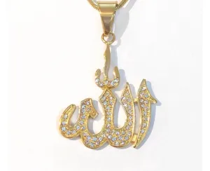 Allah necklace , Cz Islam Jewelry Gold Gift For Muslim - Muslim Necklace - Muslim Jewelry - Allah Pendant - Islamic Jewelry -arab gift