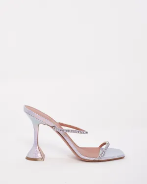 Amina Muaddi Lilac Iridescent Glitter & Rhinestone Gilda 95 MM Mule - 40