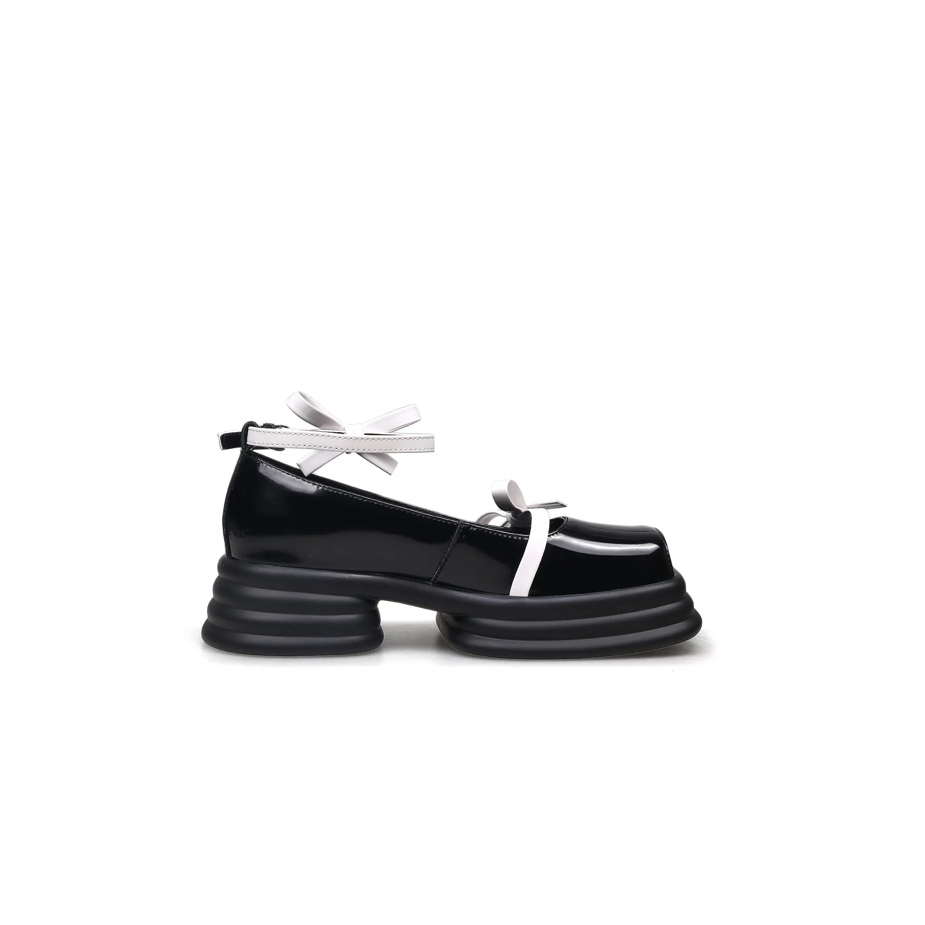 Ankle Strap Leather Mary Jane Black