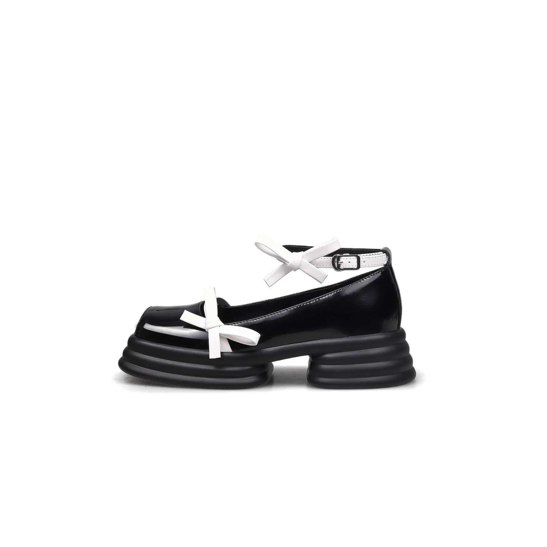 Ankle Strap Leather Mary Jane Black