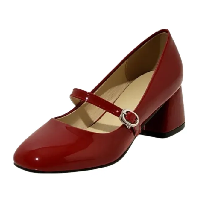 Années 60 Retro Chaussures Mary Jane Cuir Vernis