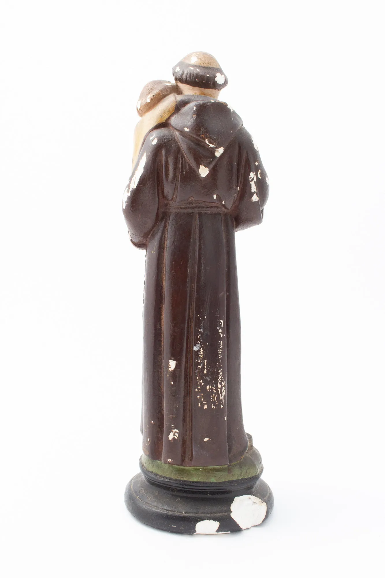 Antique French Hand-Painted Plaster St. Anthony Statue