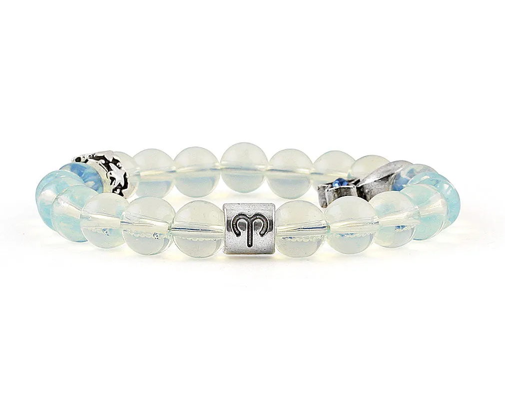 Aries zodiac sign bracelet with opalite beads