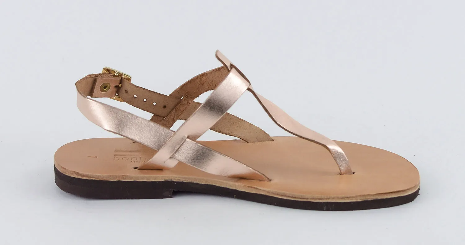 ATHENA ROSE GOLD LEATHER SANDALS