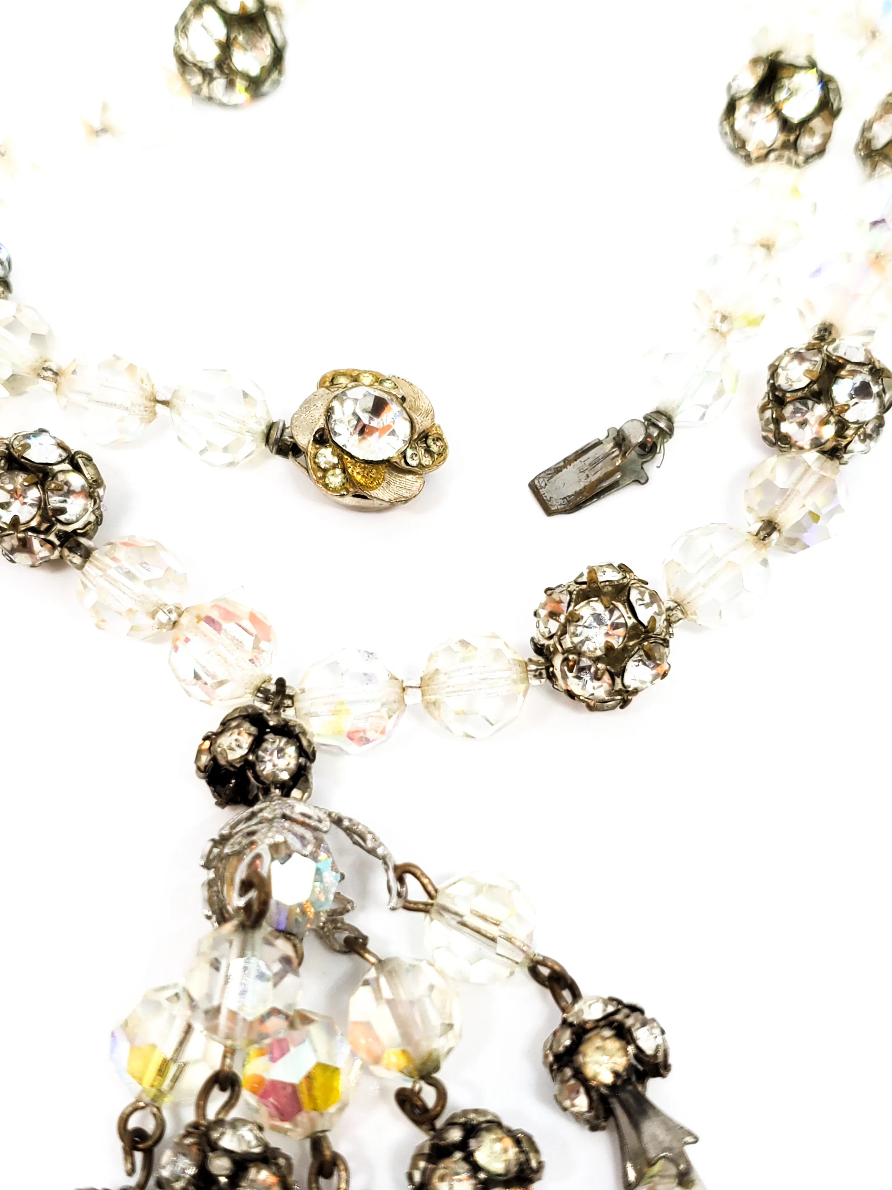 Austrian crystal and rhinestone beaded vintage necklace with pendant 21 inches