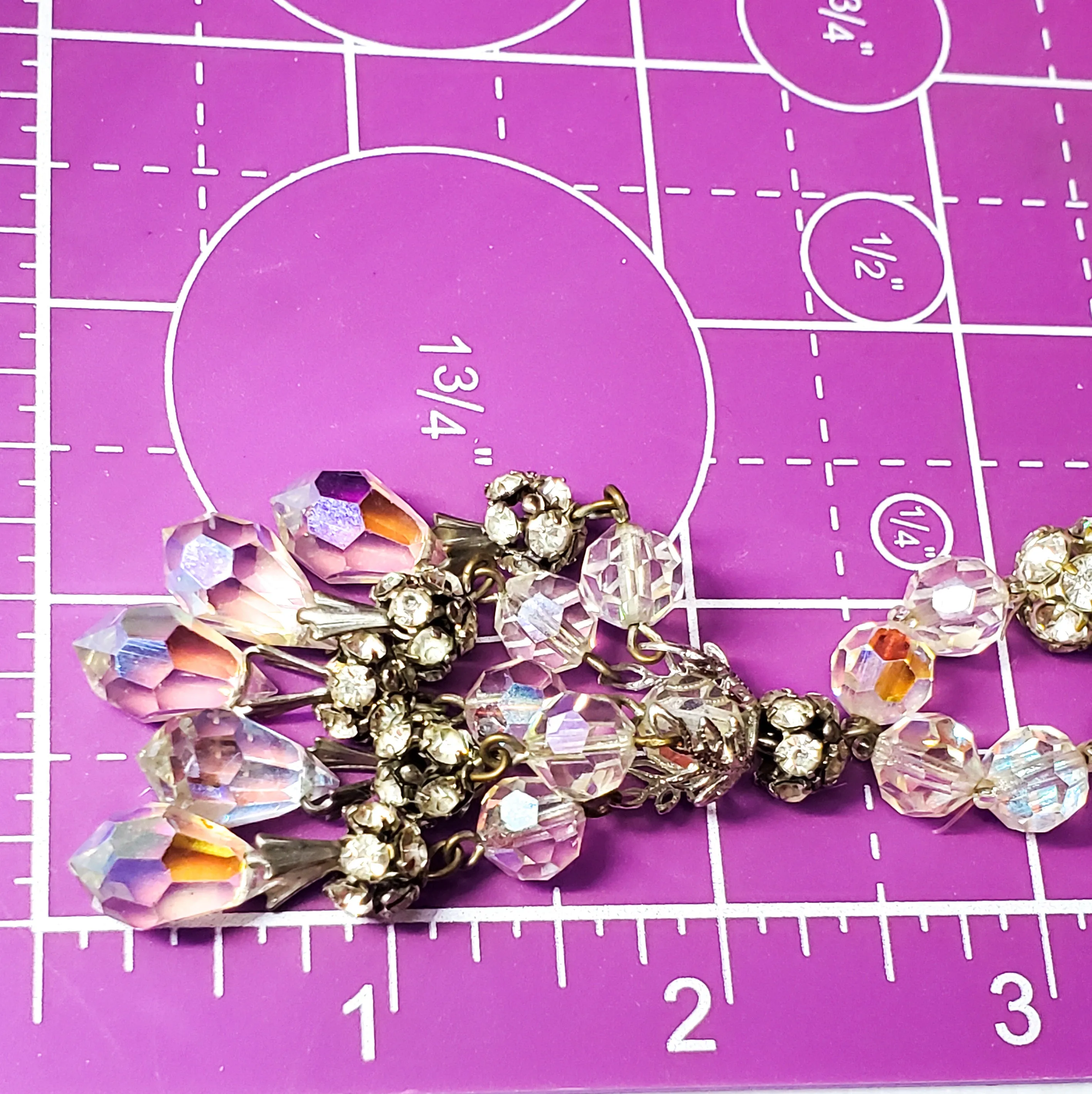 Austrian crystal and rhinestone beaded vintage necklace with pendant 21 inches