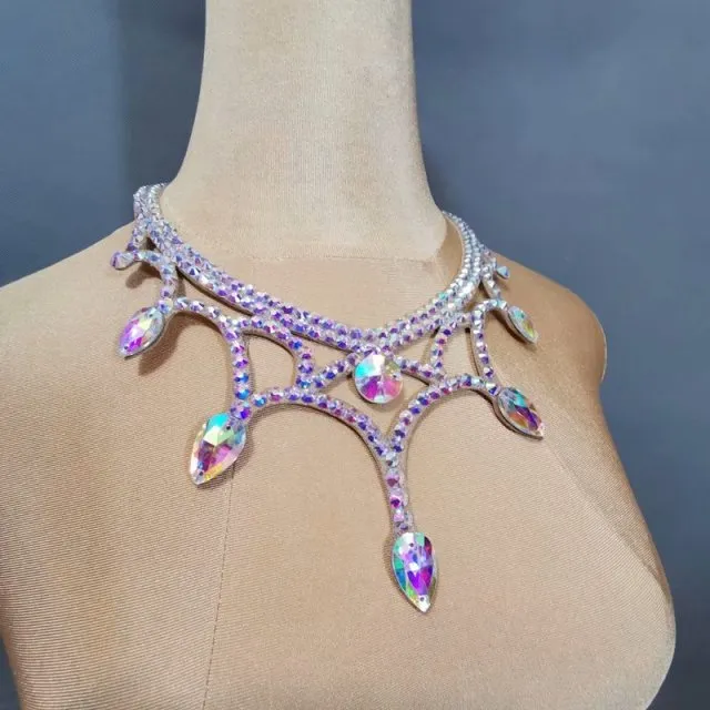 Belly Dance Necklace Rhinestone Chain Female High-End Diamond-Studded Competition Performance Accessories