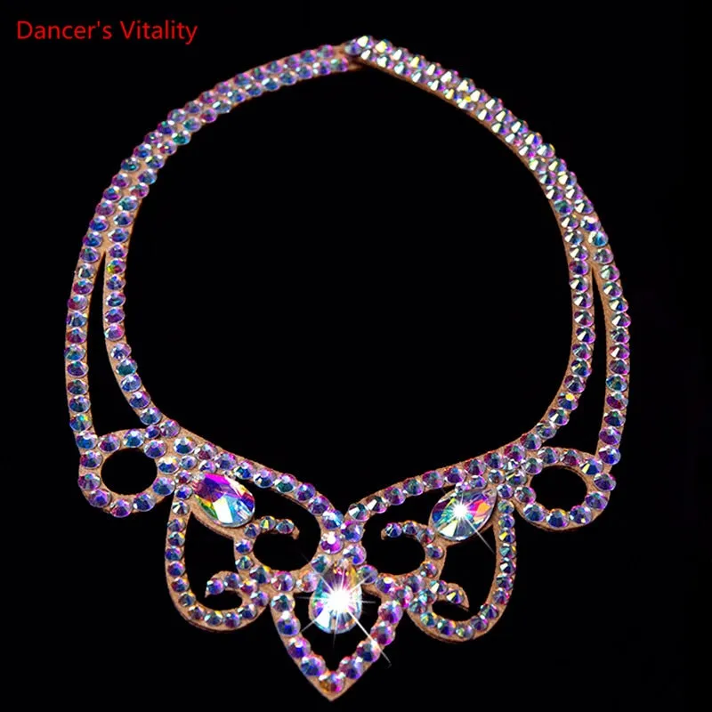 Belly Dance Necklace Rhinestone Chain Female High-End Diamond-Studded Competition Performance Accessories