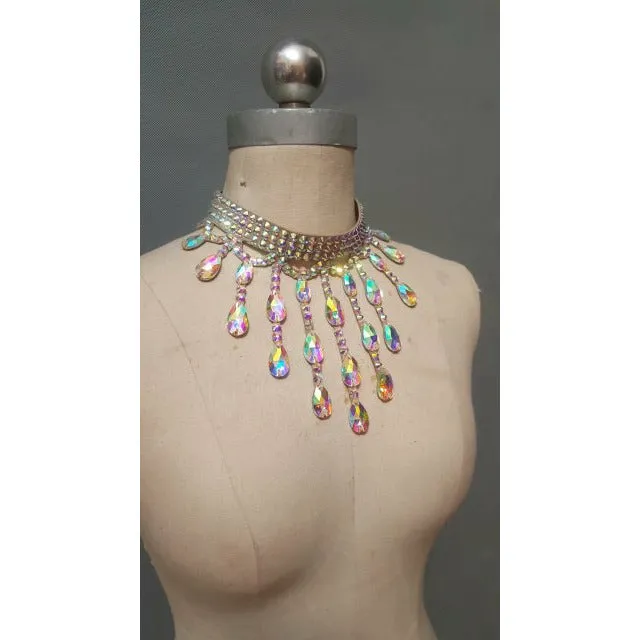 Belly Dance Necklace Rhinestone Chain Female High-End Diamond-Studded Competition Performance Accessories