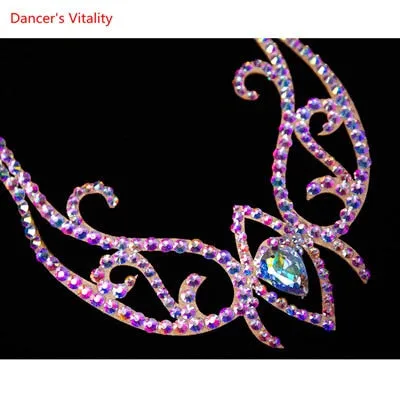 Belly Dance Necklace Rhinestone Chain Female High-End Diamond-Studded Competition Performance Accessories